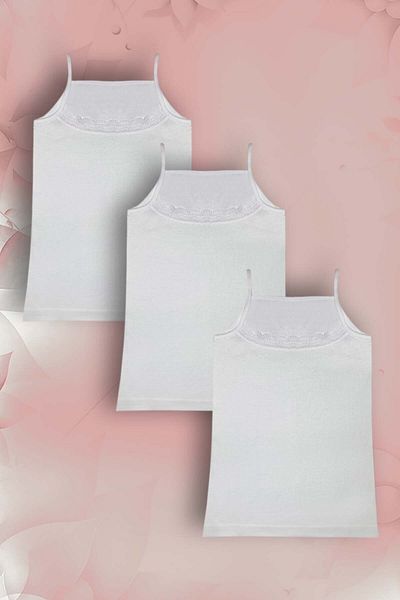 GRI MOR TEKSTIL Tricou alb pentru fete din 3 piese, 100% bumbac