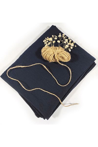 Ferrano Βαμβακερό τζαζ Navy Blue Beige Σάλι