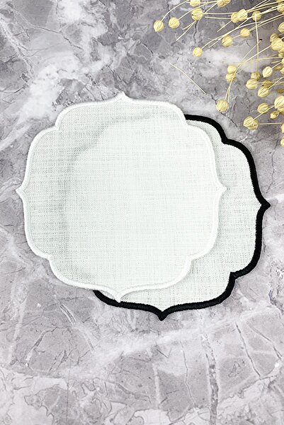 WEARE2 Șervețele de cocktail brodate, în culorile alb și negru, pachet de 2