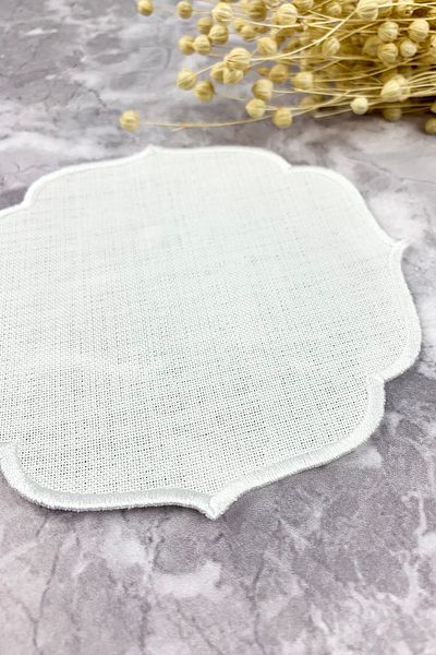WEARE2 White Colored Embroidered Linen Effect Cocktail Napkin