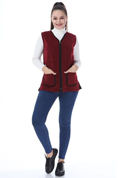 Bedenci Sevinç Burgundy Fleece Vest