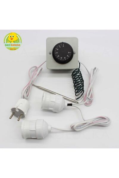 Gazi Kuluçka Termostat Kontrollü Sarkan 2 Duyu Seti Hayvan Civciv Kafes Isıtma