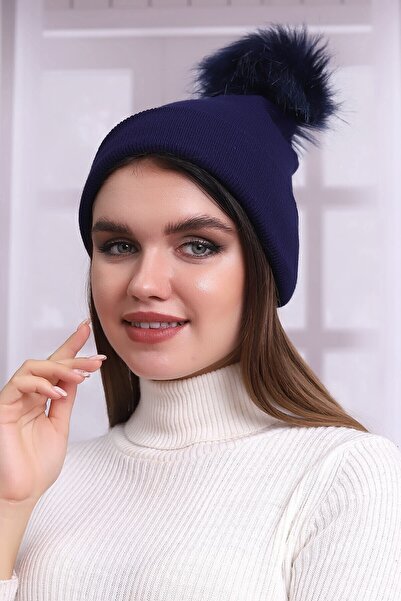 Deafox Жіноча шапка з синім помпоном