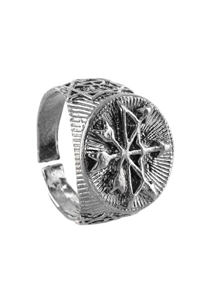 LABALABA Men's Metallic Anthracite Lacquer Coated Adjustable Windbreaker Printed Ring