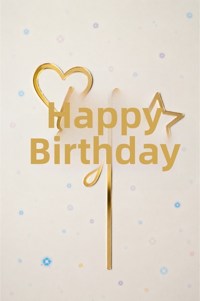 HERALDİS Happy Birthday Gold Cake Topperk