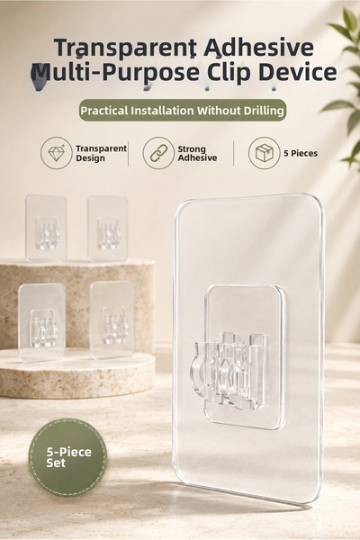 Monteor Transparent Adhesive Shelf Holder Mounting Without Drilling 7X7 cm Se...