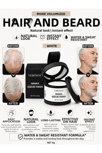 BİOREAL Hair Volumizing White Powder |   Hair Fiber for Sparse Beards |   Wat...