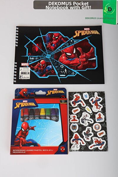 SPIDERMAN Licensed Painting Set Drawing Pad, 8 Pastel Colors and Stickers