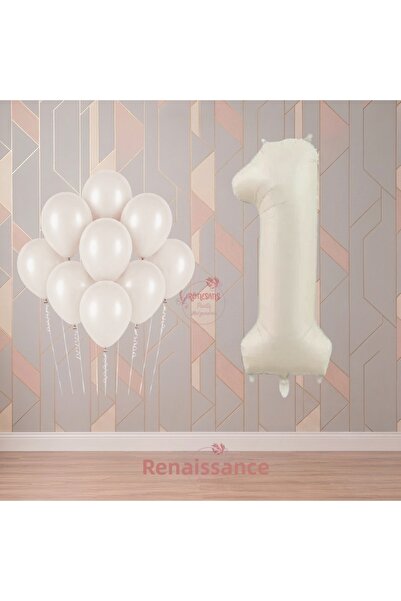 RÖNESANS PARTİ مجموعة حفلات عيد الميلاد بثيم رونيسانس 1 سنة باللون البيج