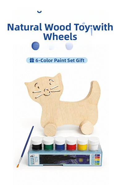 212toyzz Wooden Fox Toy Natural Handmade Paintable Educational Toy + 6-Piece ...