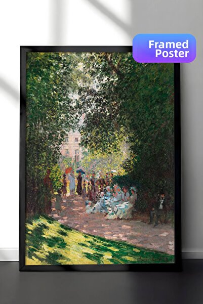Zestia Pictură murală impresionistă în cadru negru, Ziua de vară în un parc c...