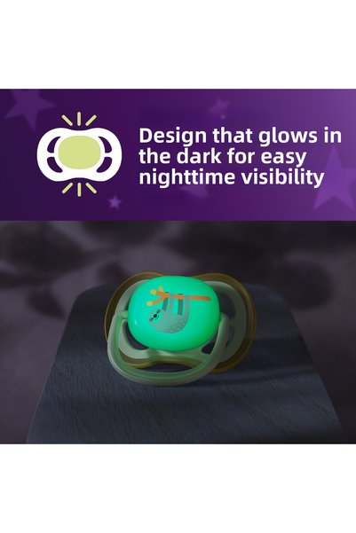 Philips Avent Ultra Air Night Pacifier, Orthodontic, Glow in the Dark, 0-6 Months, Male, Scf376/24