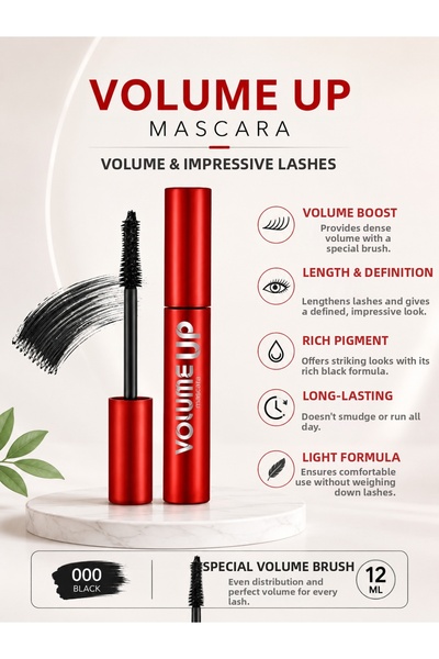 Flormar Volume up Black Mascara 12 ml – Volumizing, Lengthening, and Defining...