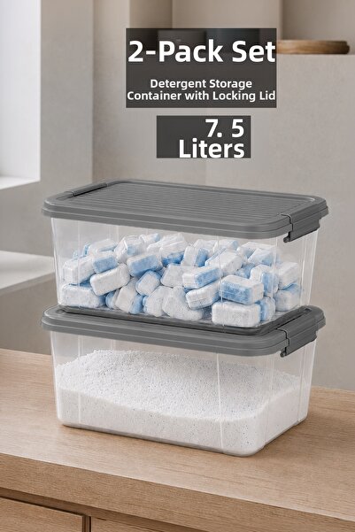 Meleni Home 2-Pack 7.5Lt Elora Organizer Box - Bathroom Organizer Powder Tabl...
