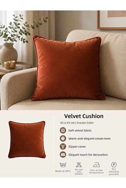 Rüyam Husă decorativă pentru pernă, din catifea, de culoare crem