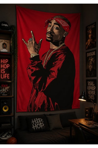 Vagonik Tupac Shakur Rap Wall Cloth Wall Tapestry Quality Fabric Net Printing