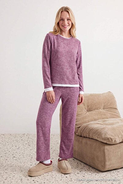 Trendyol Collection Purple Double Layer Soft Knitted Pajama Set Thmaw26Pt00154