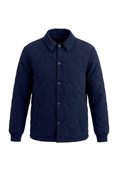 Trendyol Collection Dark Navy Regular Fit Quilted Snap Fastener Unisex Winter...