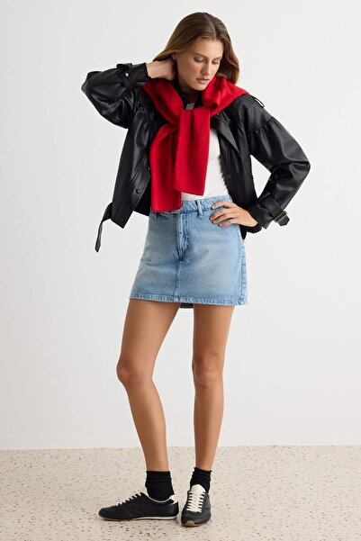 Trendyol Collection Blue More Sustainable High Waist Mini Denim Shorts Skirt ...