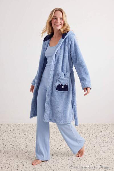 Trendyol Collection Halat de iarnă tricotat Wellsoft, albastru deschis, cu cu...