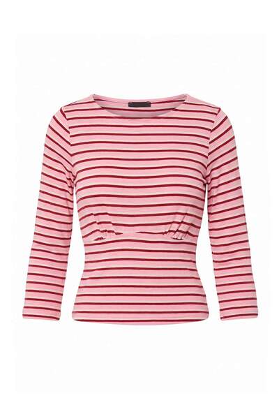 Trendyol Collection Light Pink Striped Fitted/Bodycon Gathered Three-Quarter ...