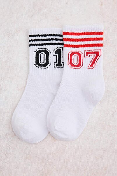 TRENDYOLKIDS Weiße Unisex-Socken im 2er-Pack TKDAW27CO00002