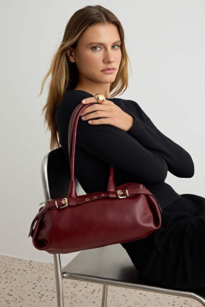 TRENDYOL SHOES Burgundy Women's Belt Detailed Mini Bag Takss26Oc00075
