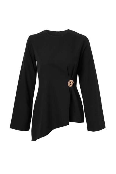 Trendyol Modest Black Regular Crepe Tunic Tctaw27Uk00007