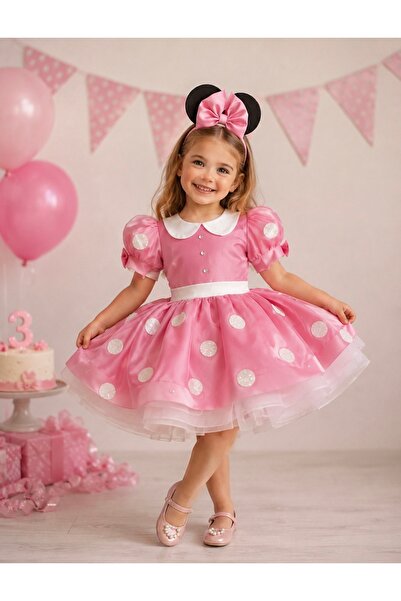 NA ADDESIGN Pembe Minnie Mouse elbisesi Minnie Mouse'un doğum günü elbisesi. ...