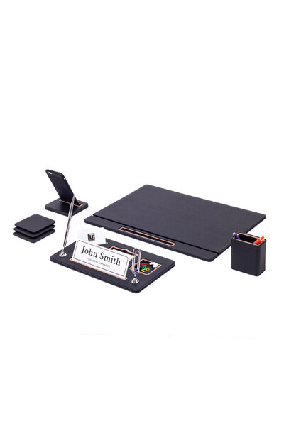 Turgut Office Set de covorașe de birou din piele Royal, model cu husă, 5 piese