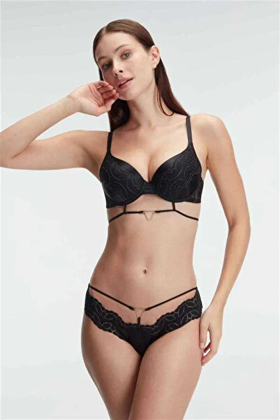 SS HOME CONCEPT Supported Underwire Covered Lace Detailed Bra Slip Underwear Set