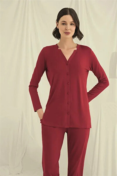 SS HOME CONCEPT Long Sleeve Button down V Neck Pajama Set