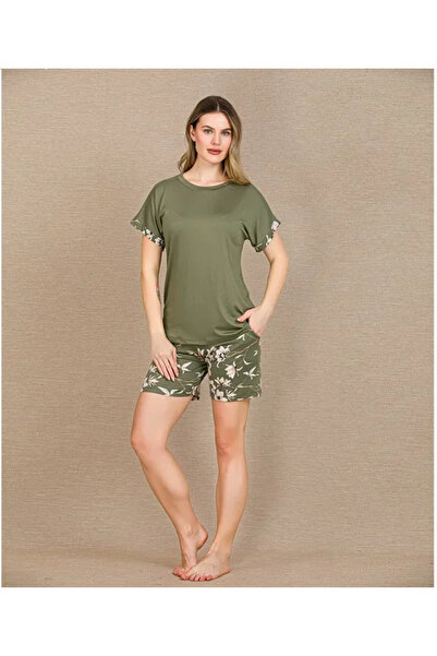 SS HOME CONCEPT Stylish Design Floral Patterned Green Short-Sleeved Viscose P...