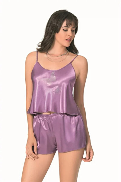 SS HOME CONCEPT Lilac Satin Babydoll Shorts Set