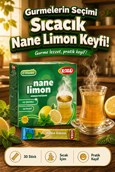 Koza Gurmelerin Seçimi Pratik Lezzet Az Şekerli Mentollü Nane Limon Aromalı Tek İçimlik Premium İçecek Tozu 30 Stick
