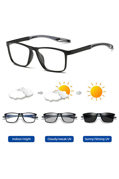 choice2 Black Grey Fashion Color Blocking Photochromic Reading Glasses Men Wo...