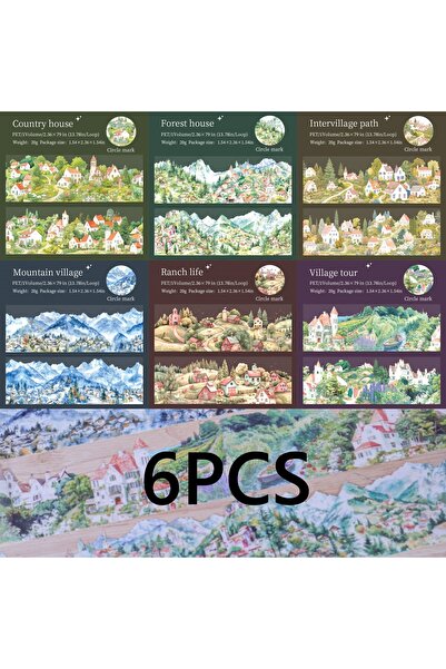 Choice 6 rolls 6-roll set 6cm×200cm Village Theme PET Tape Set - Small Villag...