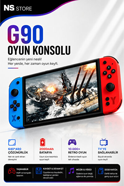 NS Store G90 Taşınabilir Yeni Nesil Oyun Konsolu El Atarisi | 7’’ HD Ekran | ...