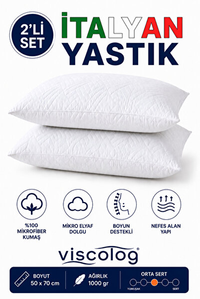 viscolog 2 Li İtalyan 1000gr Microfiber Orta Sertlikte Boyun Destekli Rahat N...