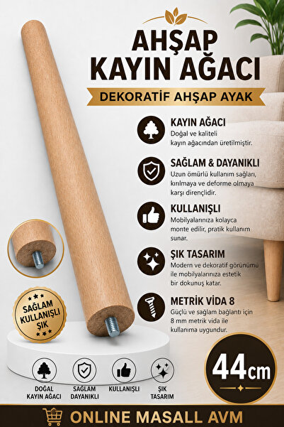 RİM Ahşap Ayak ( 44 Cm ) Zigon Sehpa Orta Sehpa Puff Benç
