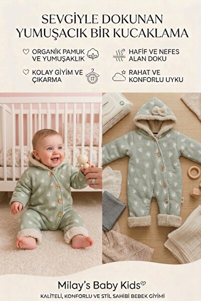 MİLAYS LİFE HOME COLLECTİON 0-3 Ay Kız Bebek Içi Kuzu Astarlı Dışı Jakarlı ka...