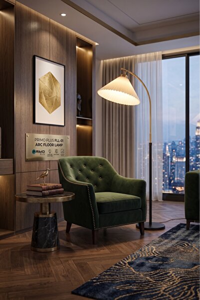Primo Plus Modern Pleated Cloth Cover LED Floor Lamp 51x41x10.5cm, 12 Watt wi...