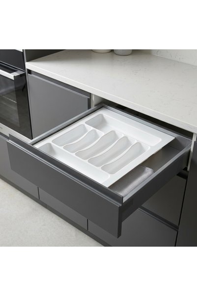 EYM Suport pentru tacâmuri în sertar 42 x 49 cm Organizator alb pentru sertar de bucătărie