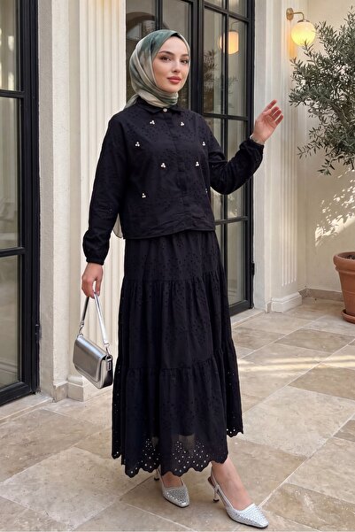 Modamorfo Fisto Detailed Skirted Suit - Black