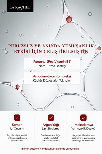 La Rachel Onarıcı Saç Maskesi Keratin & Argan İpeksi Yumuşaklık Yıpranmış Kuru Saç Bakımı