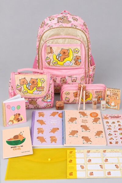 capybara Full Stationery Set School, Nutrition, and Pencil Bag, 2 A4 Notebook...