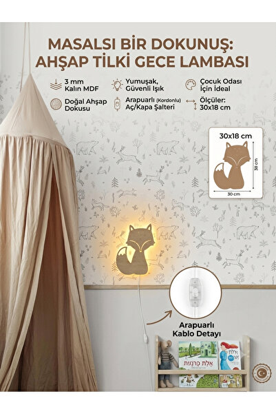 mdmetadesign Tilki Figürlü Duvar Lambası