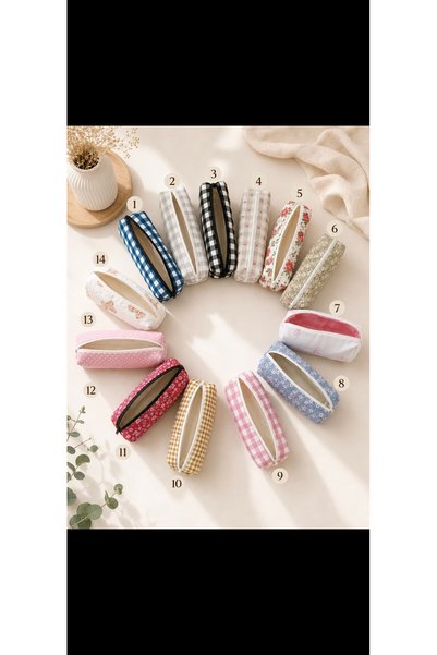 ikizelbutik Korean Style Pink Pencil Case – Zippered Lined School & Office Pen Holder Gift