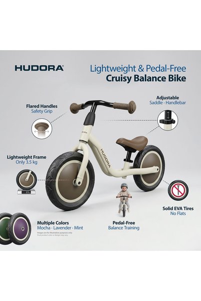 HUDORA Cruisy balance bike 10", mocha