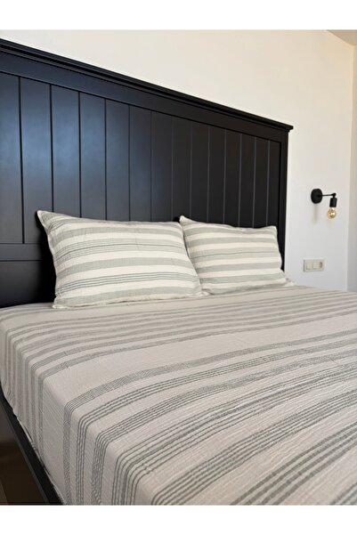 Monochrome Tekstil 2 Layer Muslin Sheet and Pillowcase Set - 100% Cotton, Aut...